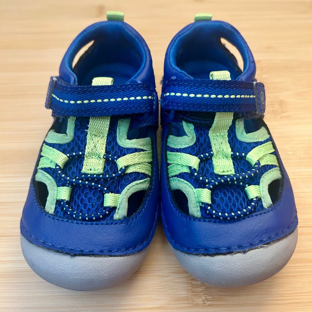 Stride Rite Tobias Sandals Blue Green Infant Baby Shoes 6m Water Resistant